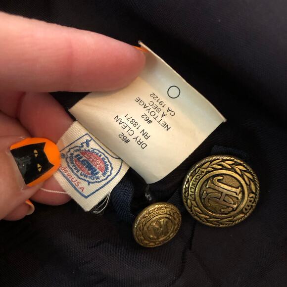 VTG JH Collectibles Wool Blazer Navy Double Breasted 12 M/L Union USA Preppy - Picture 10 of 14